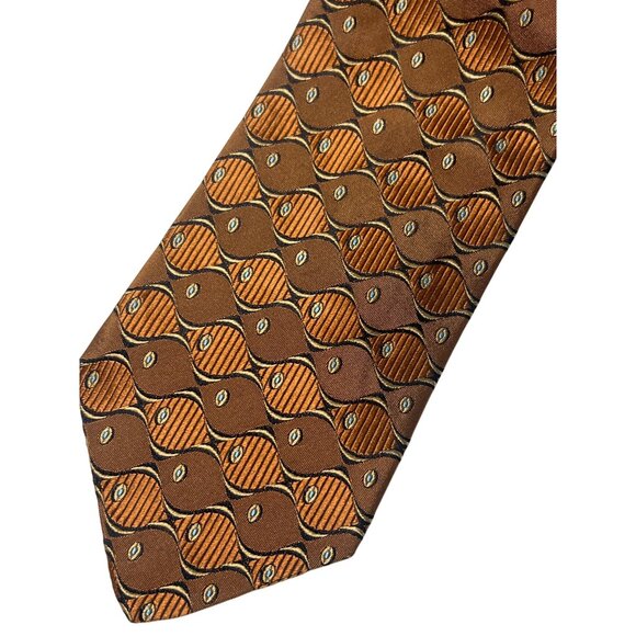 Robert Talbott Nordstrom Hand Sewn Silk Tie Brown Geometric Pattern - Picture 2 of 6
